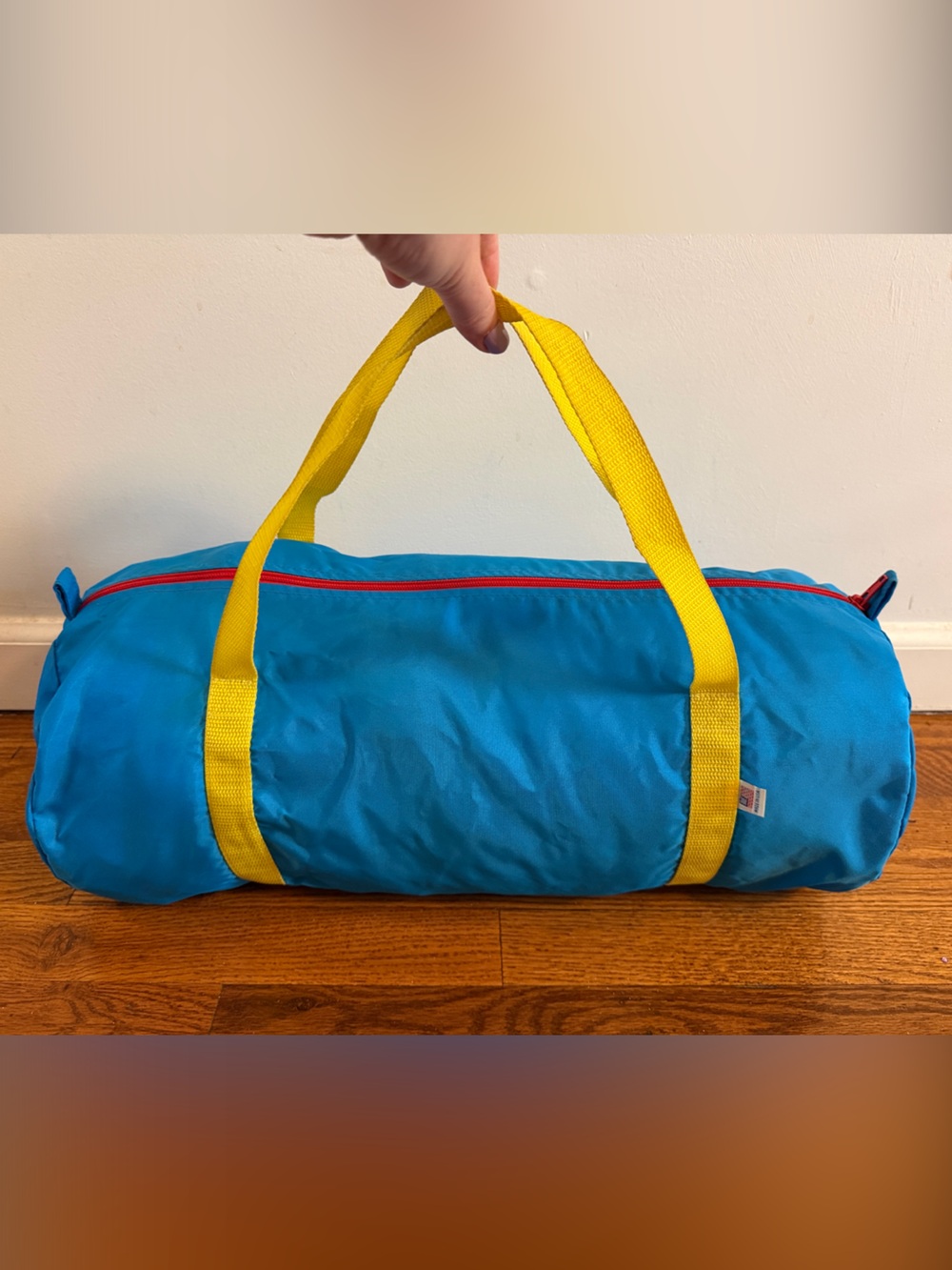 American Apparel Nylon Gym Bag - Blue/Yellow/Red, 2010s